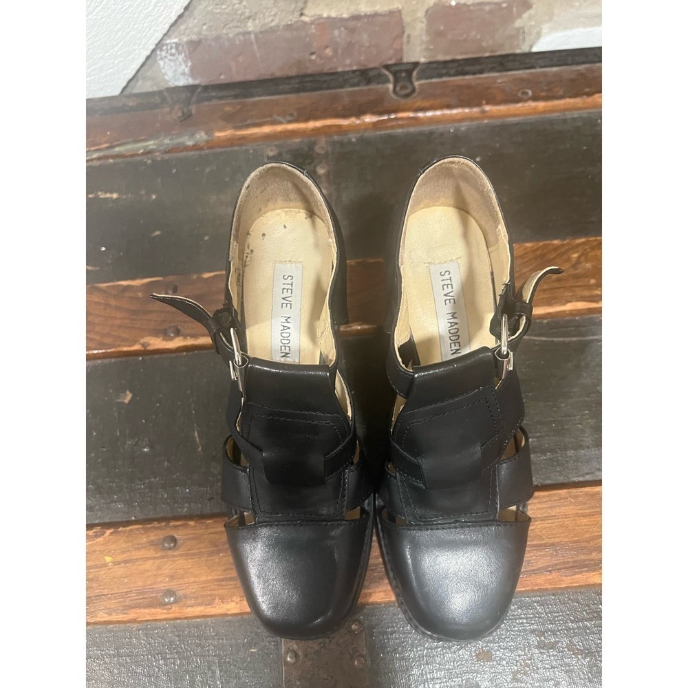 Steve Madden Leather Heeled Fisherman Sandals - Grunge Academia Retro 90s Y2K 6 - Picture 4 of 9